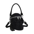 3D Bags Black Suede Skull Cross Body Shoulder Bag Mini Handle Handbags