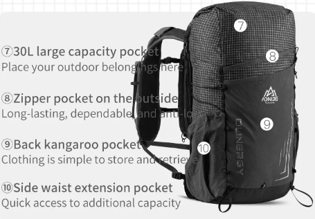 NNEOBA Unisex Multifunction Hiking Daypack for Travel