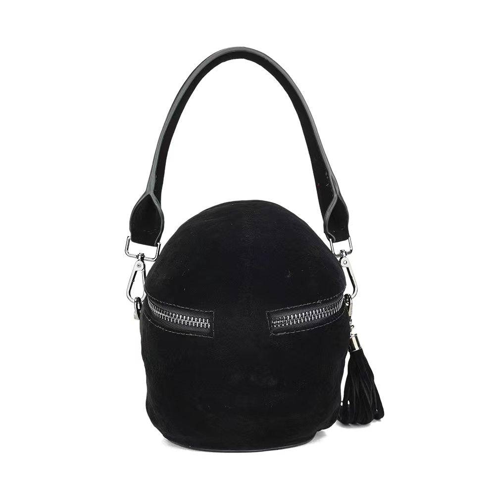 Fashion Large Capacity Round Handle Vintage Leather Shoulder Tote Bag