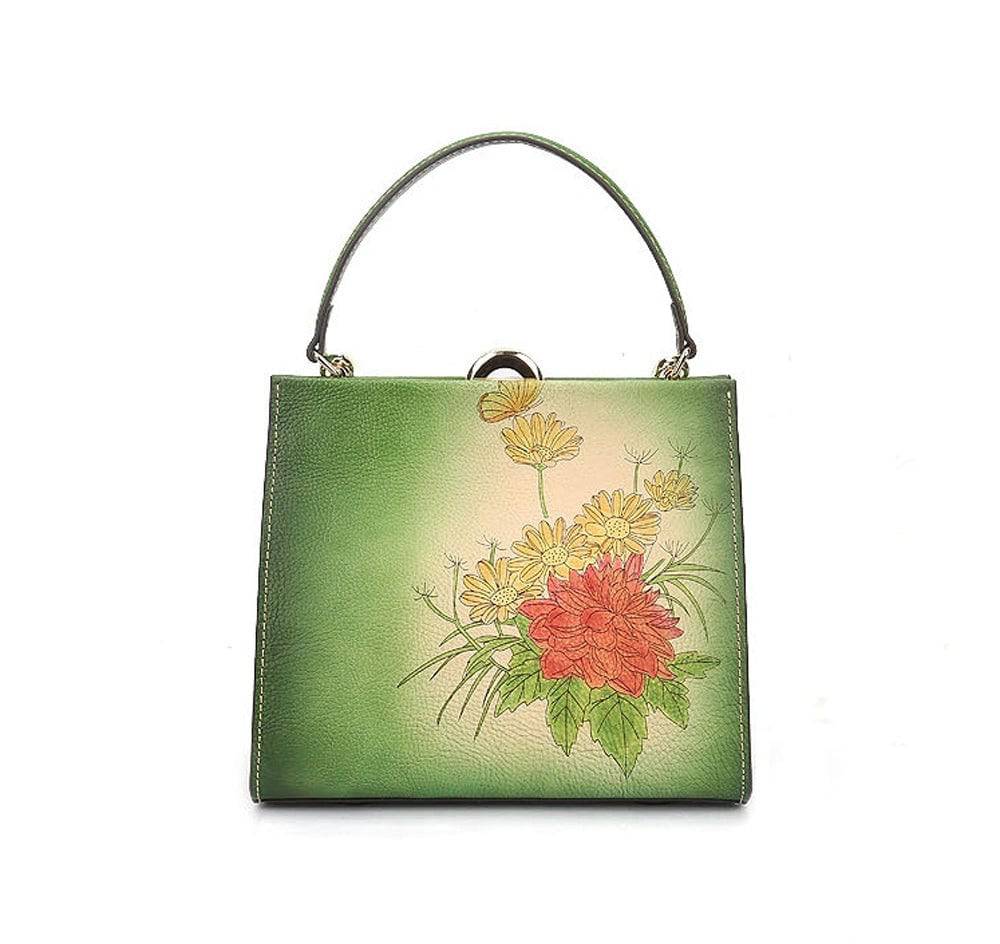 Fashion Large Capacity Round Handle Vintage Leather Shoulder Tote Bag