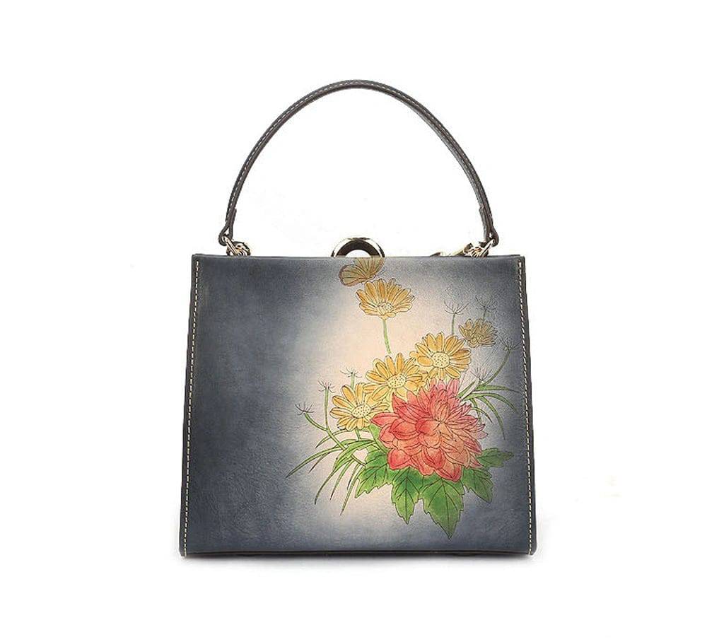 Fashion Large Capacity Round Handle Vintage Leather Shoulder Tote Bag