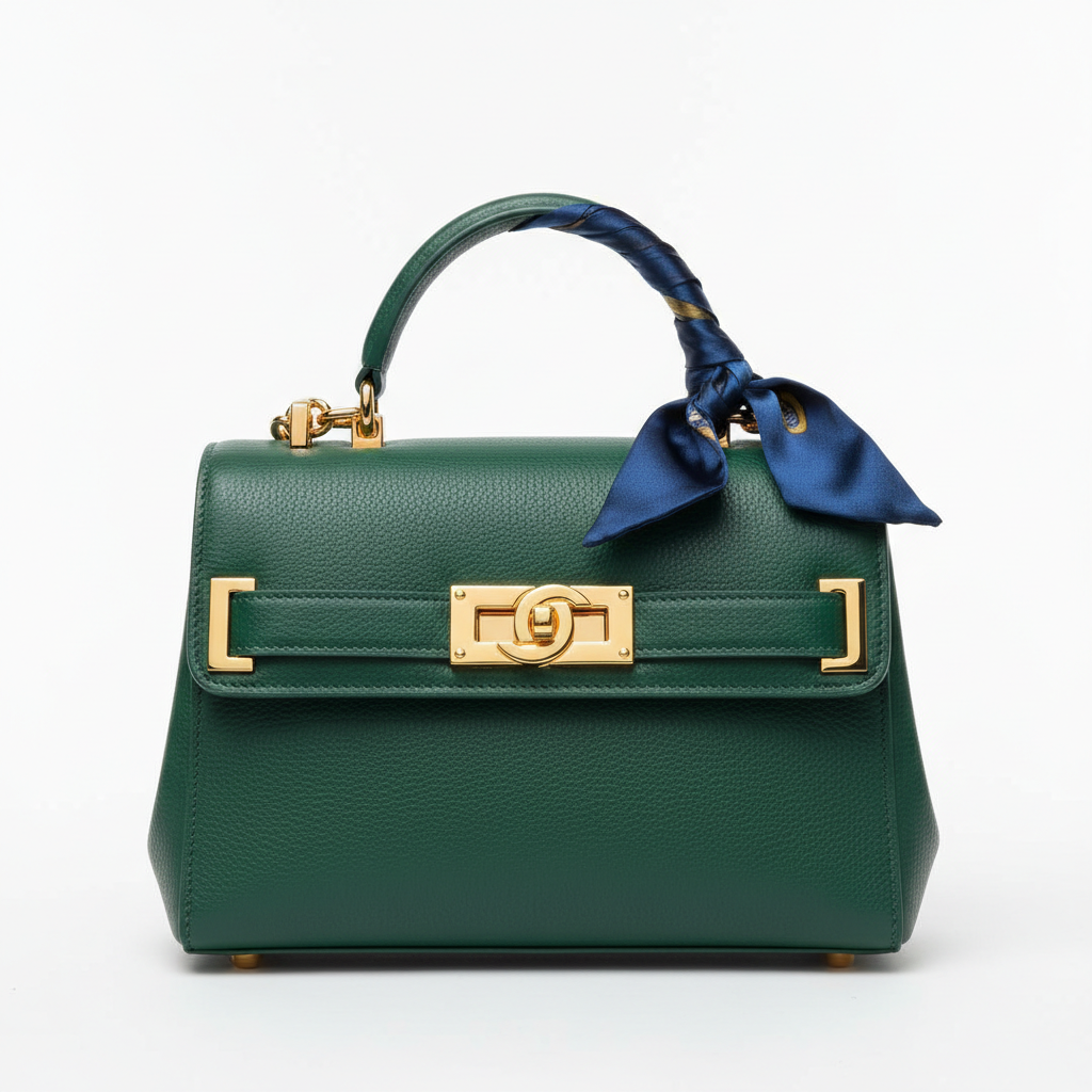 Premium luxury ladies fashion handbag with gold hardware