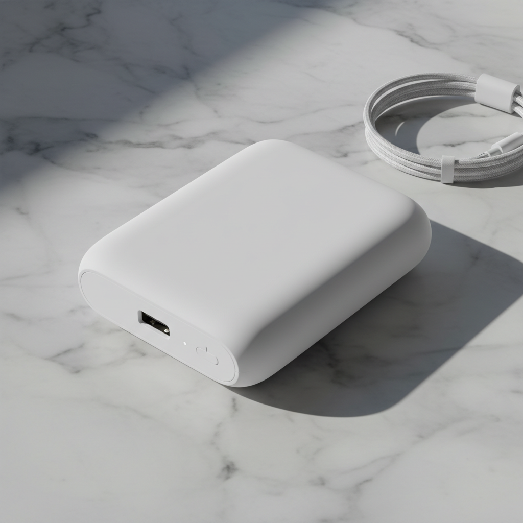 White Minimalist Power Bank